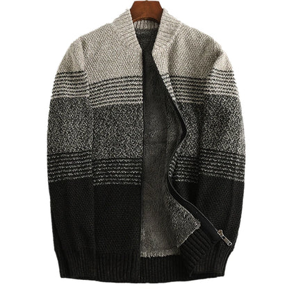 Men's Winter Thick Warm Snow Cotton Cardigan Sweater Rainbow Color plus Size 5XL 6XL 7XL Sweatcoat for Cold Weather