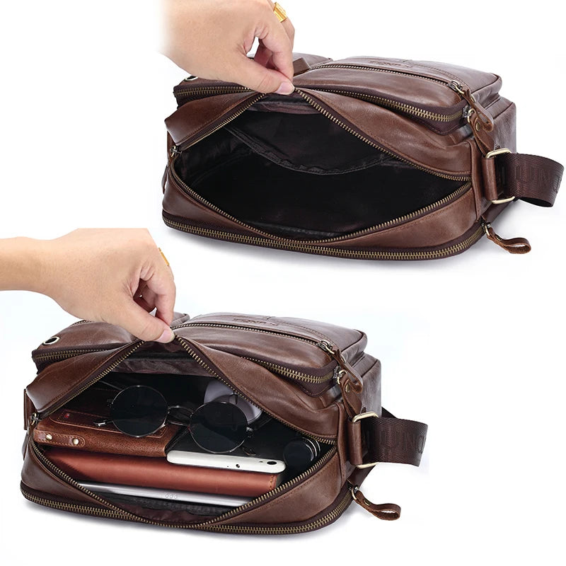 New 2025 Men Genuine Leather Shoulder Bag Casual Leather Men's Pad Messenger Bag Male Business Crossbody Bag Hot Handbag for Men
