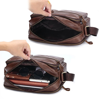 New 2025 Men Genuine Leather Shoulder Bag Casual Leather Men's Pad Messenger Bag Male Business Crossbody Bag Hot Handbag for Men