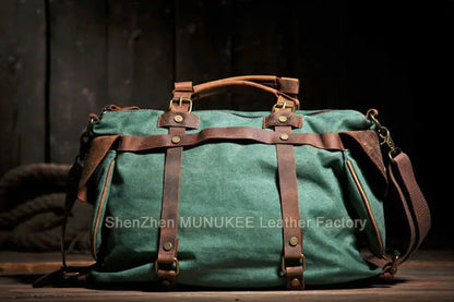 Vintage Military Canvas + Genuine Leather Men Shoulder Bag Sling Crossbody Bag Tote Handbag Men Canvas Messenger Bag  Leisure