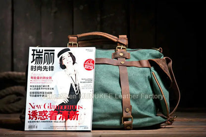 Vintage Military Canvas + Genuine Leather Men Shoulder Bag Sling Crossbody Bag Tote Handbag Men Canvas Messenger Bag  Leisure