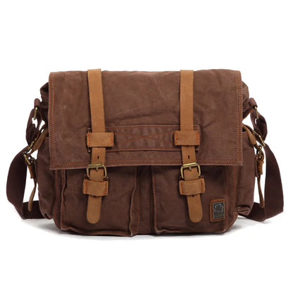 2025 Fashion Vintage Leather Canvas Women's Men's Messenger Bag Cotton Canvas Crossbody Bag Men Shoulder Bag Sling Casual Bag