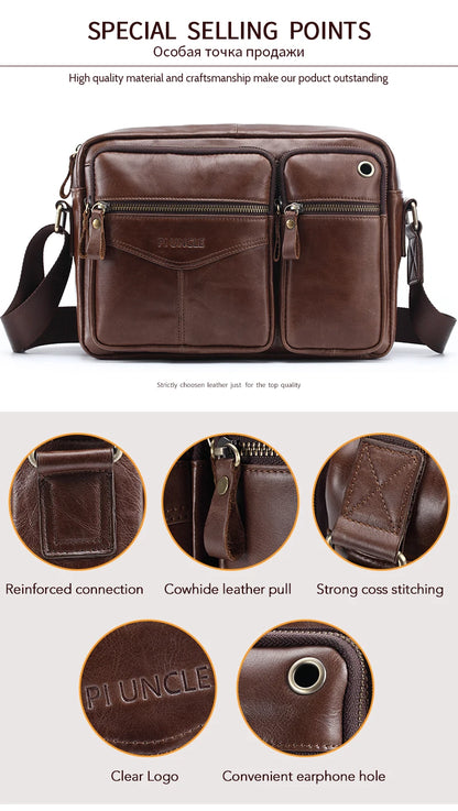 New 2025 Men Genuine Leather Shoulder Bag Casual Leather Men's Pad Messenger Bag Male Business Crossbody Bag Hot Handbag for Men