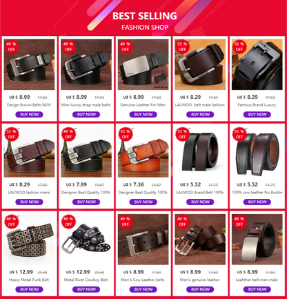 LAUWOO Women Belt Luxury Brand Genuine leather belt for men fashion printed belts  for women Retro Unisex Casual Jeans Belts