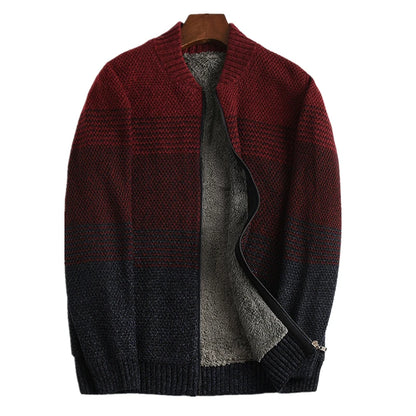 Men's Winter Thick Warm Snow Cotton Cardigan Sweater Rainbow Color plus Size 5XL 6XL 7XL Sweatcoat for Cold Weather