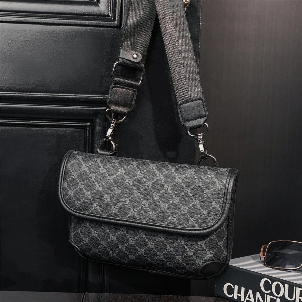 Brand Design Shoulder Bag Men Crossbody Bag Fashion Business PU Leather Shoulder Bag Male Mobile Phone Bag Purses Handbags New