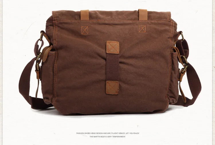 2025 Fashion Vintage Leather Canvas Women's Men's Messenger Bag Cotton Canvas Crossbody Bag Men Shoulder Bag Sling Casual Bag