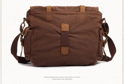 2025 Fashion Vintage Leather Canvas Women's Men's Messenger Bag Cotton Canvas Crossbody Bag Men Shoulder Bag Sling Casual Bag
