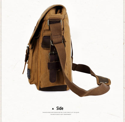 2025 Fashion Vintage Leather Canvas Women's Men's Messenger Bag Cotton Canvas Crossbody Bag Men Shoulder Bag Sling Casual Bag