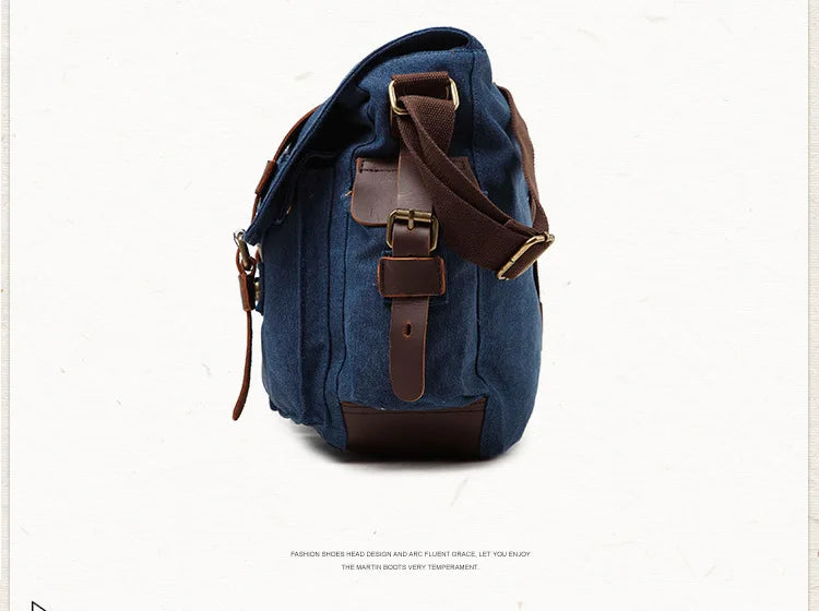 2025 Fashion Vintage Leather Canvas Women's Men's Messenger Bag Cotton Canvas Crossbody Bag Men Shoulder Bag Sling Casual Bag