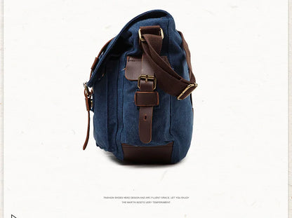 2025 Fashion Vintage Leather Canvas Women's Men's Messenger Bag Cotton Canvas Crossbody Bag Men Shoulder Bag Sling Casual Bag