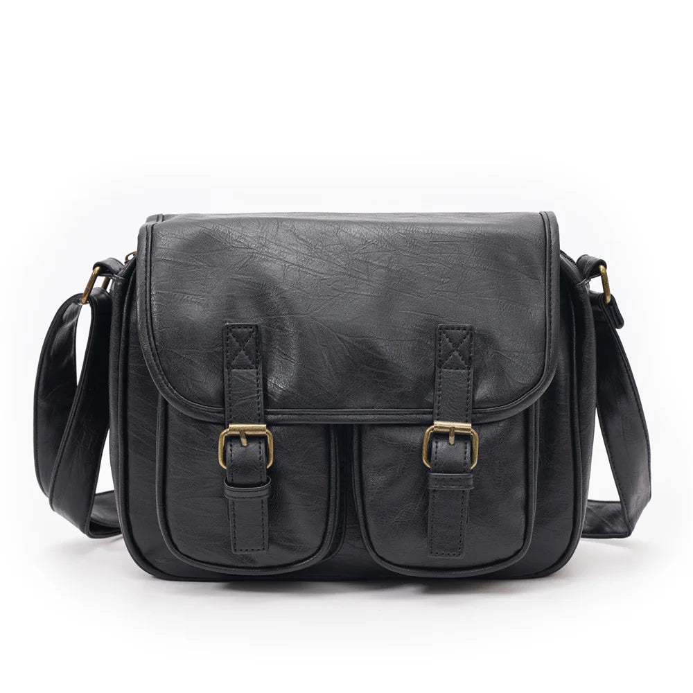 Fashion Japan Style Men's Messenger Bag Soft PU Leather Crossbody Messenger Bag Men Satchels Crossbody Bag Mens Shoulder Bags