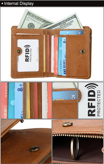 Men Name Engraving Short Wallets Casual Fashion Genuine Leather Male Zipper Purses Coin ID Card Holder Pocket Wallets For Men