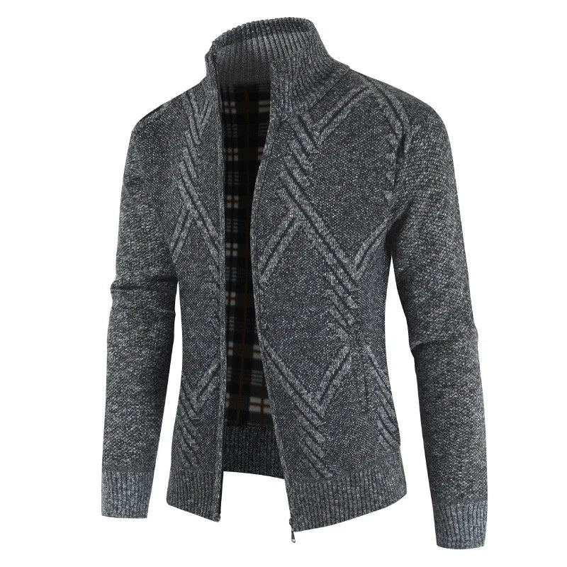 New Autumn Winter Jacket Men Coats Solid Slim Fit Thick Fleece Coats Men Jacket Casual Stand Collar Zip Jacket Men