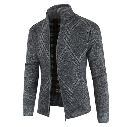 New Autumn Winter Jacket Men Coats Solid Slim Fit Thick Fleece Coats Men Jacket Casual Stand Collar Zip Jacket Men