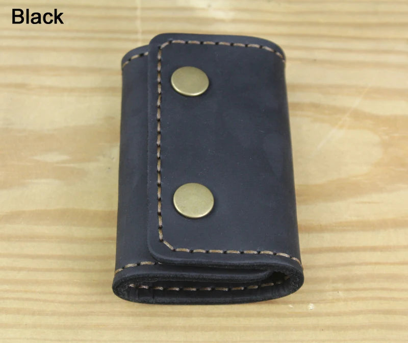 FANCODI Handmade Vintage Genuine Leather Key Holder Men keyChain Cover Leather Key Wallet Men key case bag Women Key Organizer