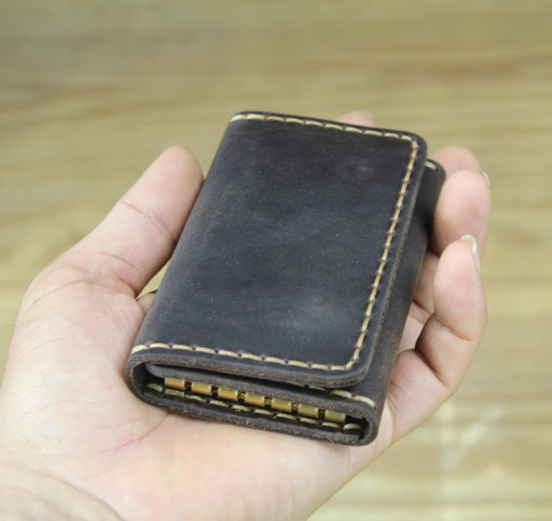 High Class Handmade Men Genuine Leather Key Holder Leather Key Wallet Men Housekeeper Women Key Case Bag key organizer pouch