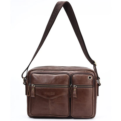New 2025 Men Genuine Leather Shoulder Bag Casual Leather Men's Pad Messenger Bag Male Business Crossbody Bag Hot Handbag for Men