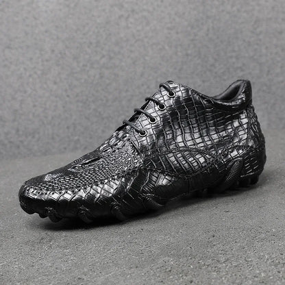 Famous Luxury Ankle Boots Mens Shoes Genuine Leather Shoes Loafer Cow Leather Crocodile Pattern Hasp Casual Shoes
