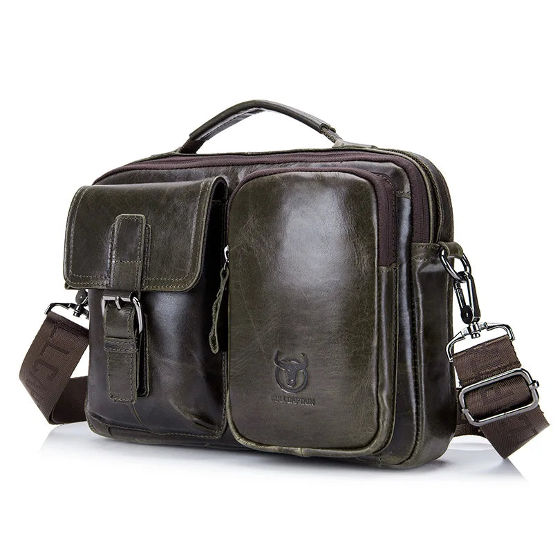 BULLCAPTAIN New Genuine Leather Men Crossbody Bag Male Briefcase Messenger Bag Casual Business Briefcase Style Men Shoulder Bag