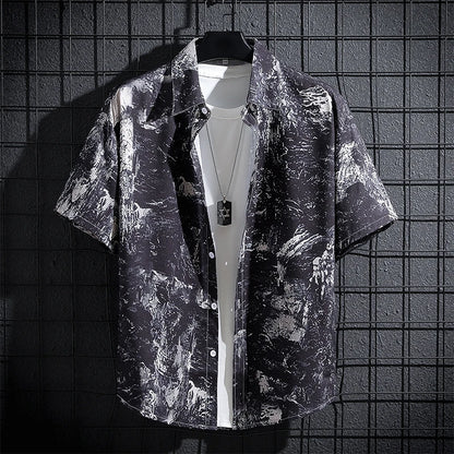 Men and Women's Short-Sleeved Printed Shirt, Casual Beach Clothes, Personality Thin Couple Tops, New