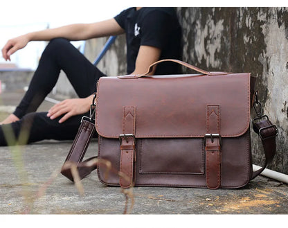 Retro Fashion Messenger Bag Men Luxury PU Leather Crossbody Bags Men Handbag Briefcases Laptop Bag Men Shoulder Messenger Bags