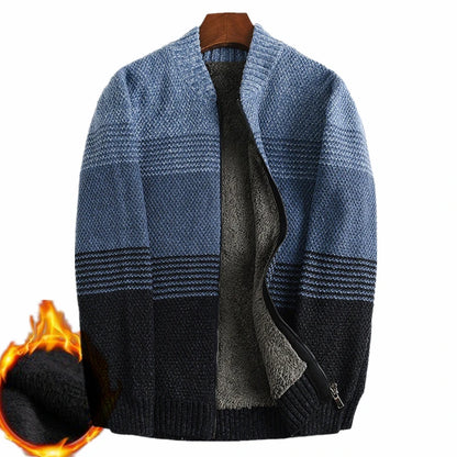 Men's Winter Thick Warm Snow Cotton Cardigan Sweater Rainbow Color plus Size 5XL 6XL 7XL Sweatcoat for Cold Weather