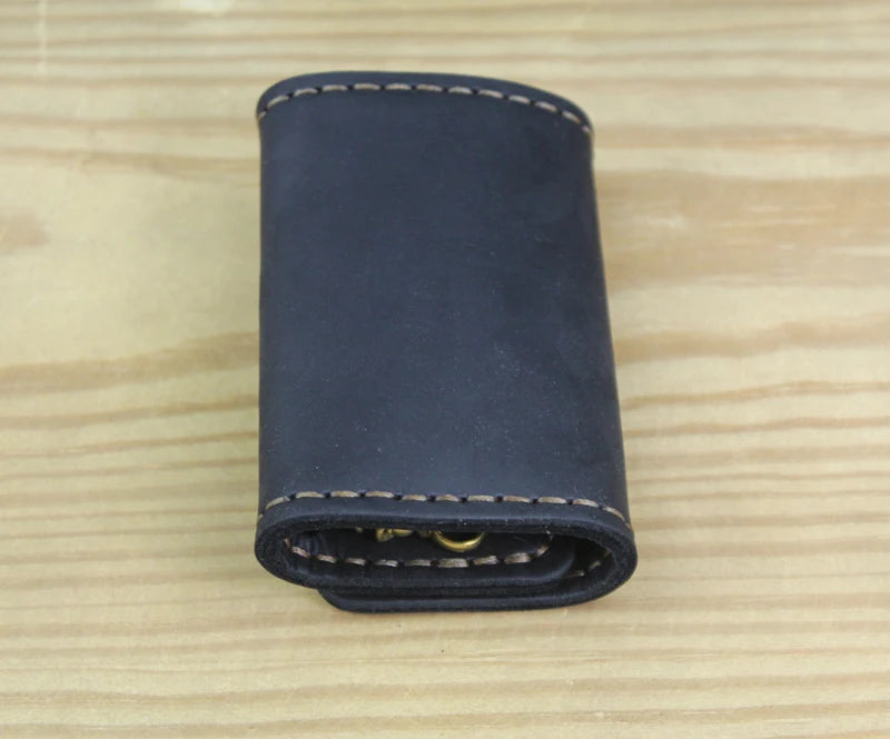 FANCODI Handmade Vintage Genuine Leather Key Holder Men keyChain Cover Leather Key Wallet Men key case bag Women Key Organizer