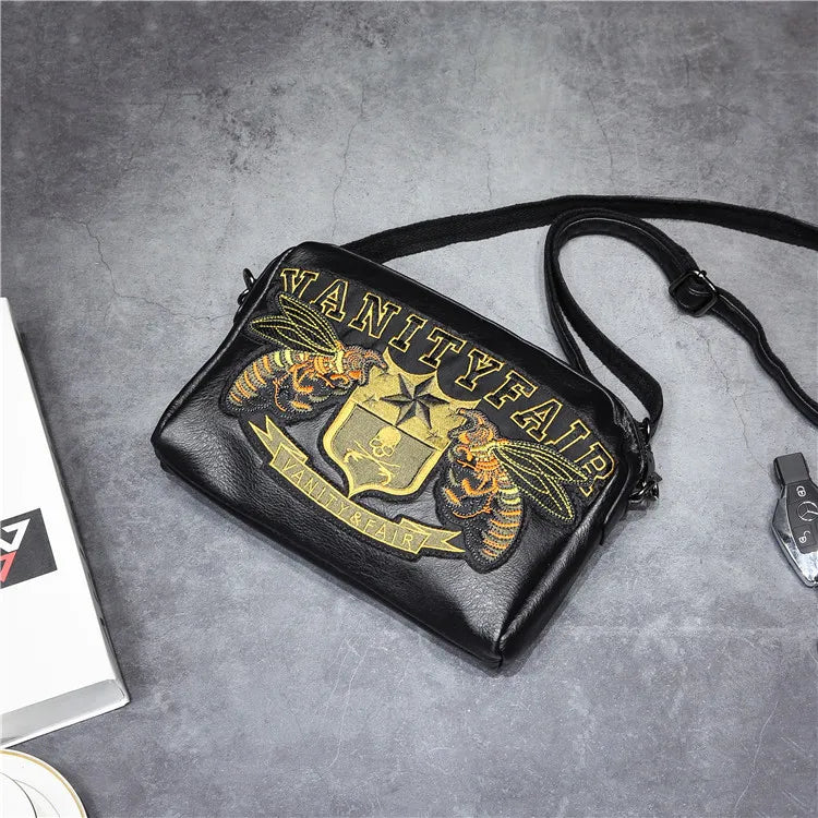Embroidery Bee Crossbody Shoulder Bag Men Fashion Multifunction Clutch Bag Men Shoulder Bag Crossbody Messenger Bag Man Handbag
