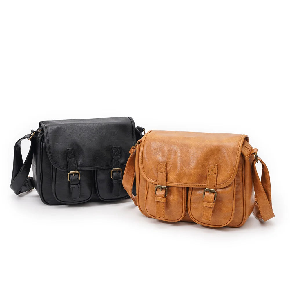 Fashion Japan Style Men's Messenger Bag Soft PU Leather Crossbody Messenger Bag Men Satchels Crossbody Bag Mens Shoulder Bags