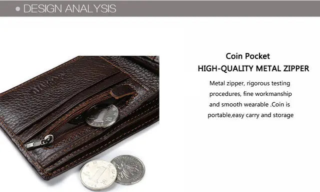 High Quality Retro Men Wallets Name Engraving Genuine Cow Leather Zipper Coin Pocket Card Holder Simple Purses For Male