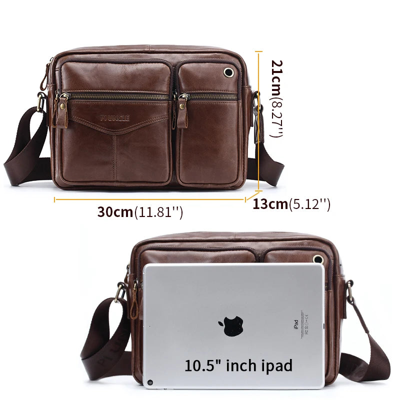 New 2025 Men Genuine Leather Shoulder Bag Casual Leather Men's Pad Messenger Bag Male Business Crossbody Bag Hot Handbag for Men