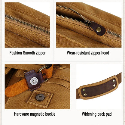 2025 Fashion Vintage Leather Canvas Women's Men's Messenger Bag Cotton Canvas Crossbody Bag Men Shoulder Bag Sling Casual Bag