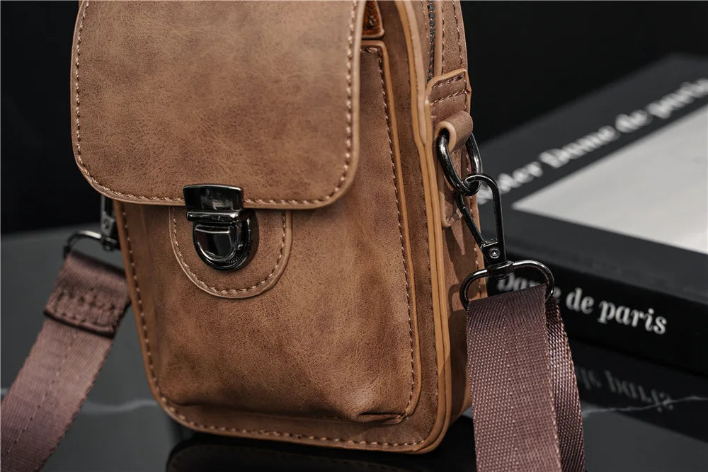 Vintage Mini Men's Crossbody Bag Fashion Shoulder Bag Men Mobile Phone Bag Casual Handbags Small Crossbody Shoulder Bag For Men