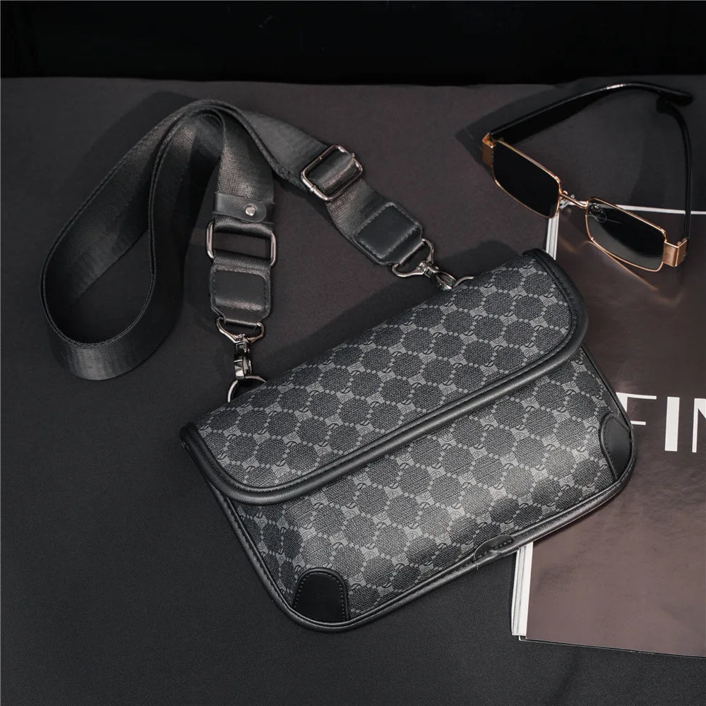 Brand Design Shoulder Bag Men Crossbody Bag Fashion Business PU Leather Shoulder Bag Male Mobile Phone Bag Purses Handbags New