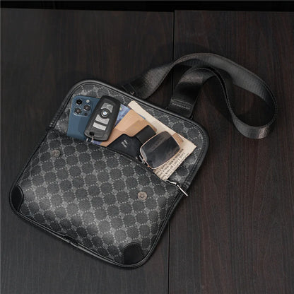 Brand Design Shoulder Bag Men Crossbody Bag Fashion Business PU Leather Shoulder Bag Male Mobile Phone Bag Purses Handbags New