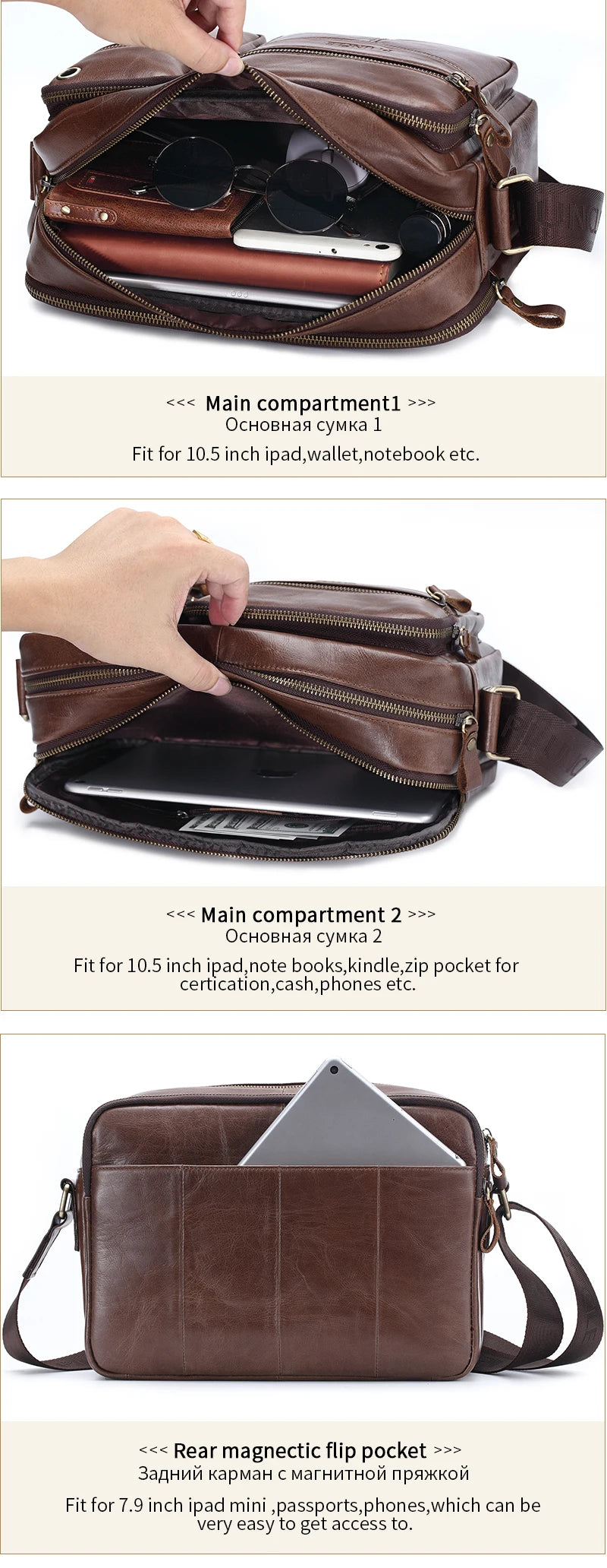 New 2025 Men Genuine Leather Shoulder Bag Casual Leather Men's Pad Messenger Bag Male Business Crossbody Bag Hot Handbag for Men
