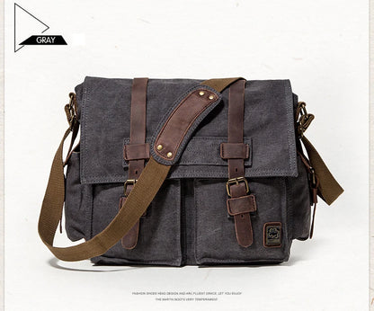 2025 Fashion Vintage Leather Canvas Women's Men's Messenger Bag Cotton Canvas Crossbody Bag Men Shoulder Bag Sling Casual Bag