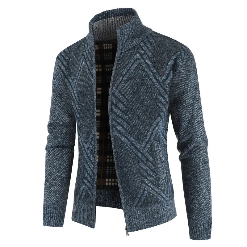 New Autumn Winter Jacket Men Coats Solid Slim Fit Thick Fleece Coats Men Jacket Casual Stand Collar Zip Jacket Men