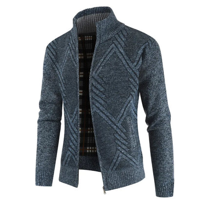 New Autumn Winter Jacket Men Coats Solid Slim Fit Thick Fleece Coats Men Jacket Casual Stand Collar Zip Jacket Men