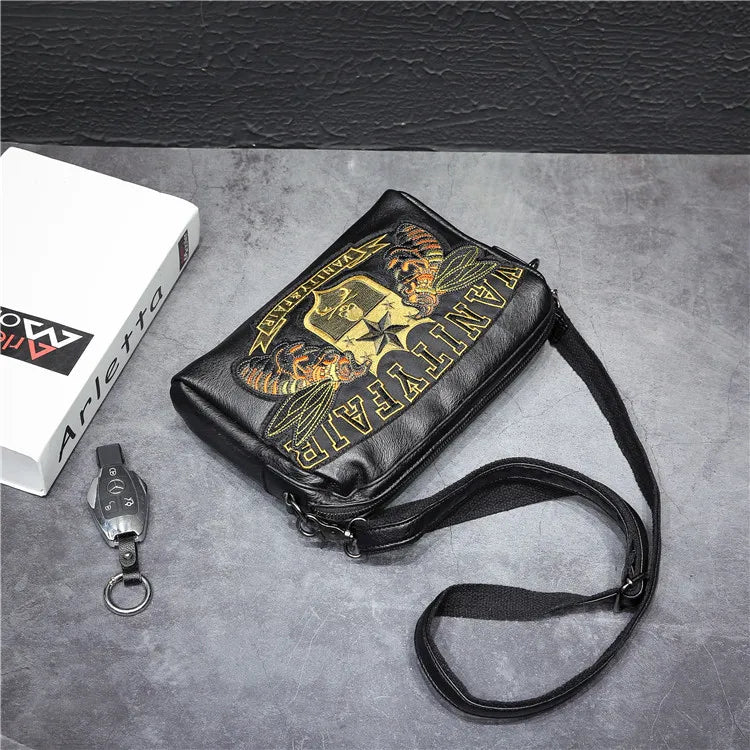 Embroidery Bee Crossbody Shoulder Bag Men Fashion Multifunction Clutch Bag Men Shoulder Bag Crossbody Messenger Bag Man Handbag