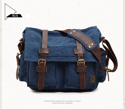 2025 Fashion Vintage Leather Canvas Women's Men's Messenger Bag Cotton Canvas Crossbody Bag Men Shoulder Bag Sling Casual Bag