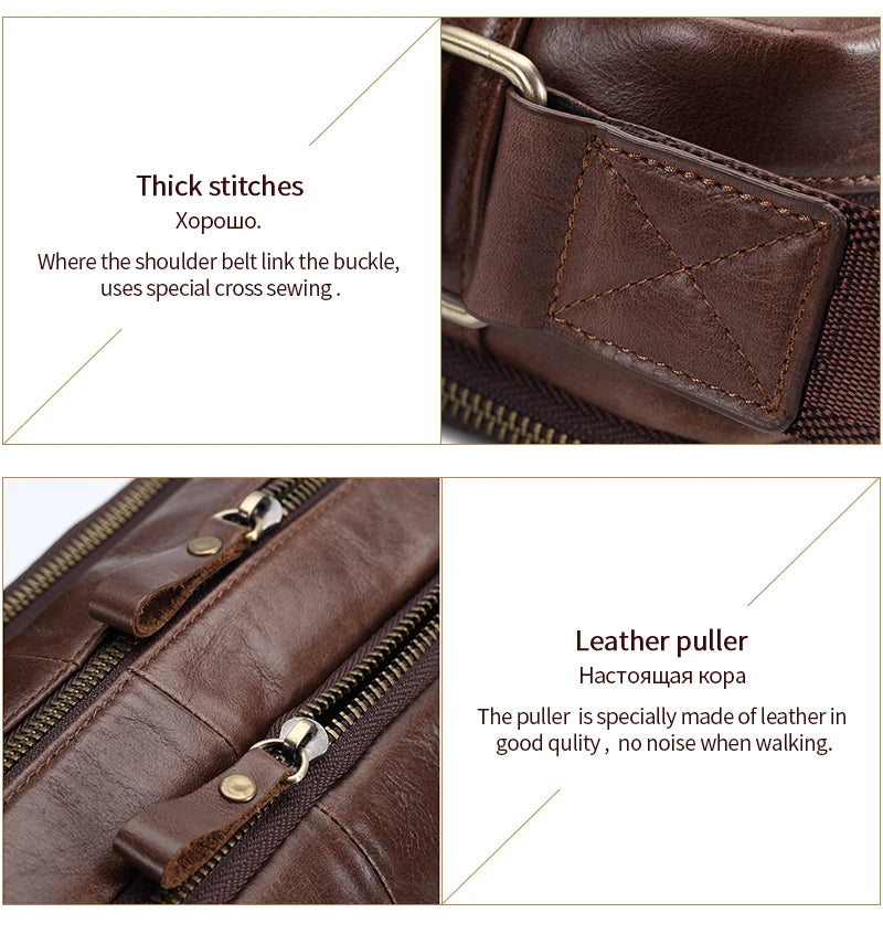 New 2025 Men Genuine Leather Shoulder Bag Casual Leather Men's Pad Messenger Bag Male Business Crossbody Bag Hot Handbag for Men