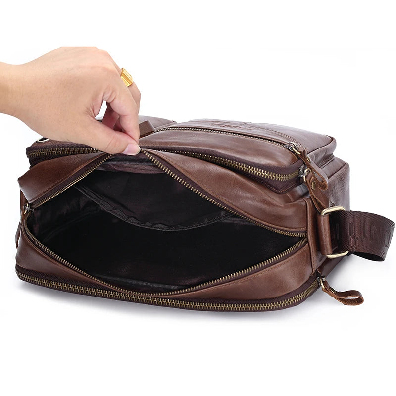 New 2025 Men Genuine Leather Shoulder Bag Casual Leather Men's Pad Messenger Bag Male Business Crossbody Bag Hot Handbag for Men