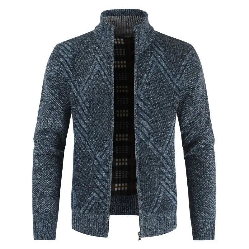 New Autumn Winter Jacket Men Coats Solid Slim Fit Thick Fleece Coats Men Jacket Casual Stand Collar Zip Jacket Men