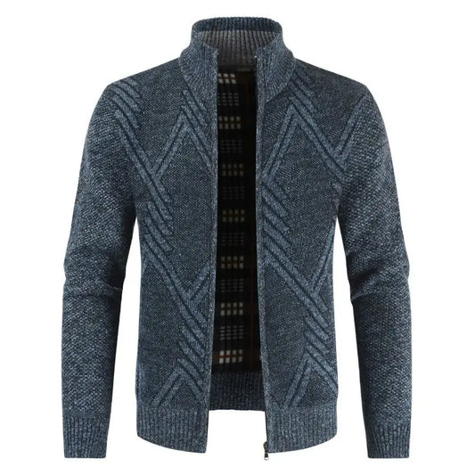 New Autumn Winter Jacket Men Coats Solid Slim Fit Thick Fleece Coats Men Jacket Casual Stand Collar Zip Jacket Men