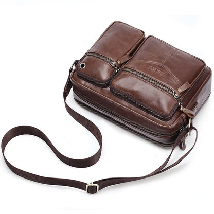 New 2025 Men Genuine Leather Shoulder Bag Casual Leather Men's Pad Messenger Bag Male Business Crossbody Bag Hot Handbag for Men