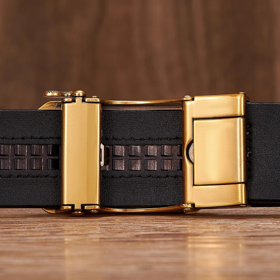 3.5cm Fashion Embossing Retro Male Belts for Men Business Split Leather Belt Dragon Pattern Automatic Buckle Strap