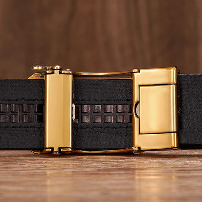 3.5cm Fashion Embossing Retro Male Belts for Men Business Split Leather Belt Dragon Pattern Automatic Buckle Strap