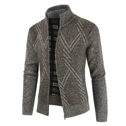 New Autumn Winter Jacket Men Coats Solid Slim Fit Thick Fleece Coats Men Jacket Casual Stand Collar Zip Jacket Men